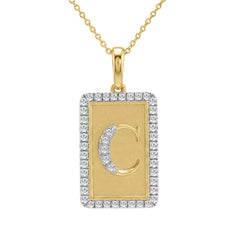 Elegant Ladies 0.20Ct Round Diamond “C Alphabet Fashion Pendant With Chain – 10K Yellow Gold