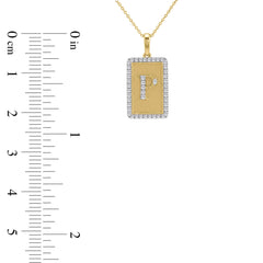 10K Yellow Gold letter 'P' Fashion Pendant With Chain - 0.20 CT Round Diamond Ladies Jewelry Gift