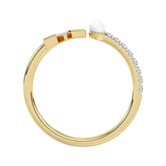 LADIES RING 0.10CT ROUND/PEARL DIAMOND 10K YELLOW GOLD