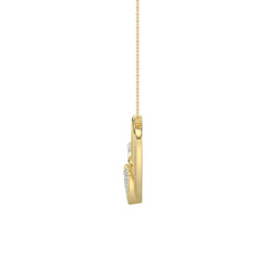 Elegant 10K Yellow Gold Fashion Pendant Featuring A Double Heart Design With 0.15 Ct Round Diamonds. A Romantic And Stylish Ladies Jewelry