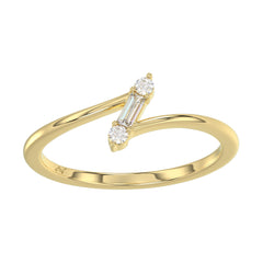 10K Yellow Gold 0.10Ct Diamond Ring Featuring Round And Baguette Accents. A Simple Yet Sophisticated Ladies Fine Jewelry