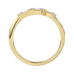 Ladies 10K Yellow Gold Diamond Fashion Ring 0.16 Ct Round & Baguette Diamond Jewelry
