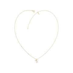 Stylish 10K Yellow Gold Ladies “K” Letter Necklace Featuring Round Ruby Diamonds And Pearl Accents. A Delicate And Personalized Fine Jewelry