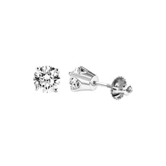 LADIES SOLITARE EARRINGS 2.00CT ROUND DIAMOND 14K WHITE GOLD