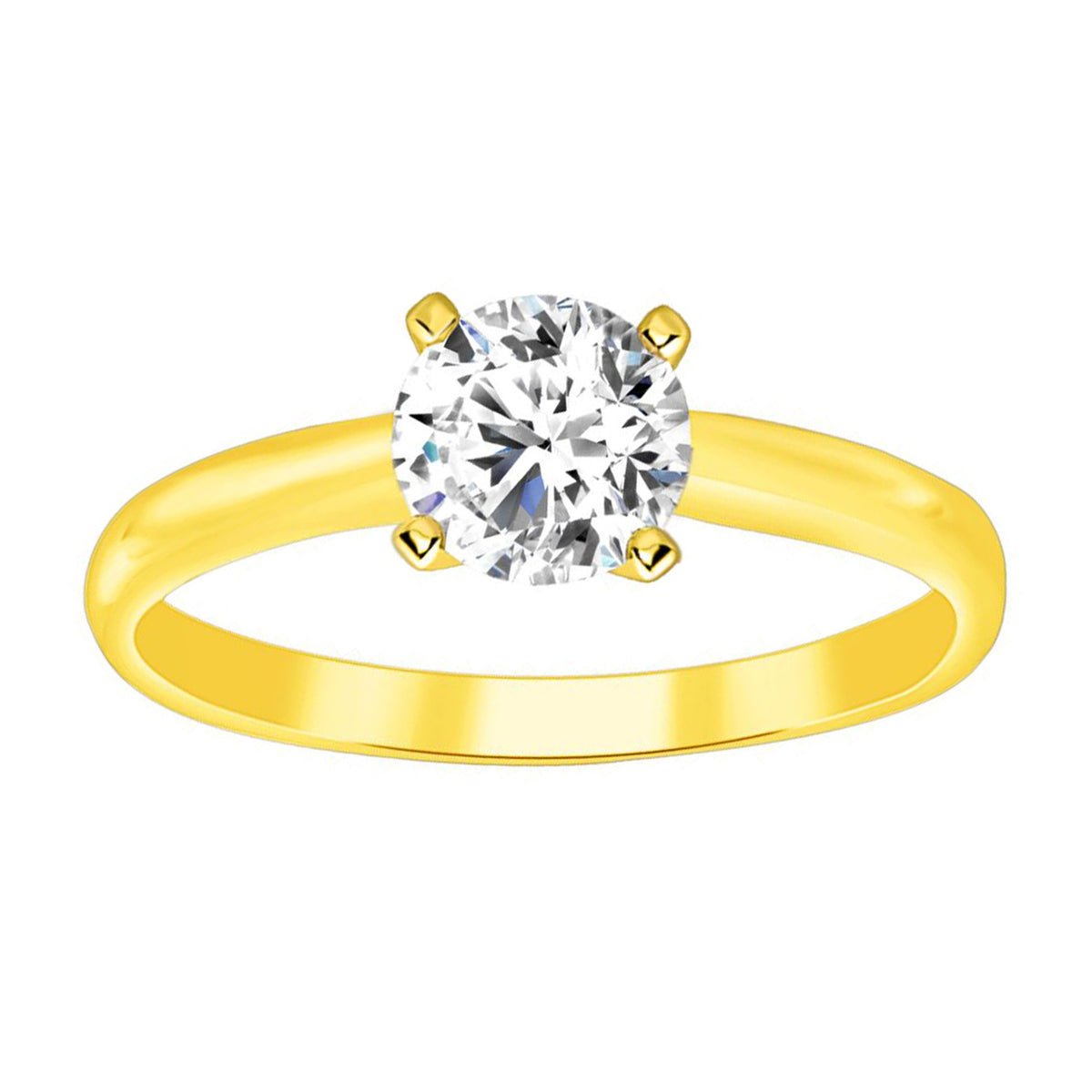 LADIES SOLITAIRE RING 0.25CT ROUND DIAMOND 14K YELLOW GOLD