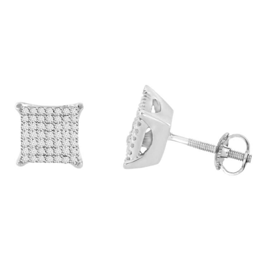 LADIES EARRING 0.25CT ROUND DIAMOND -W STERLING SILVER/WHITE