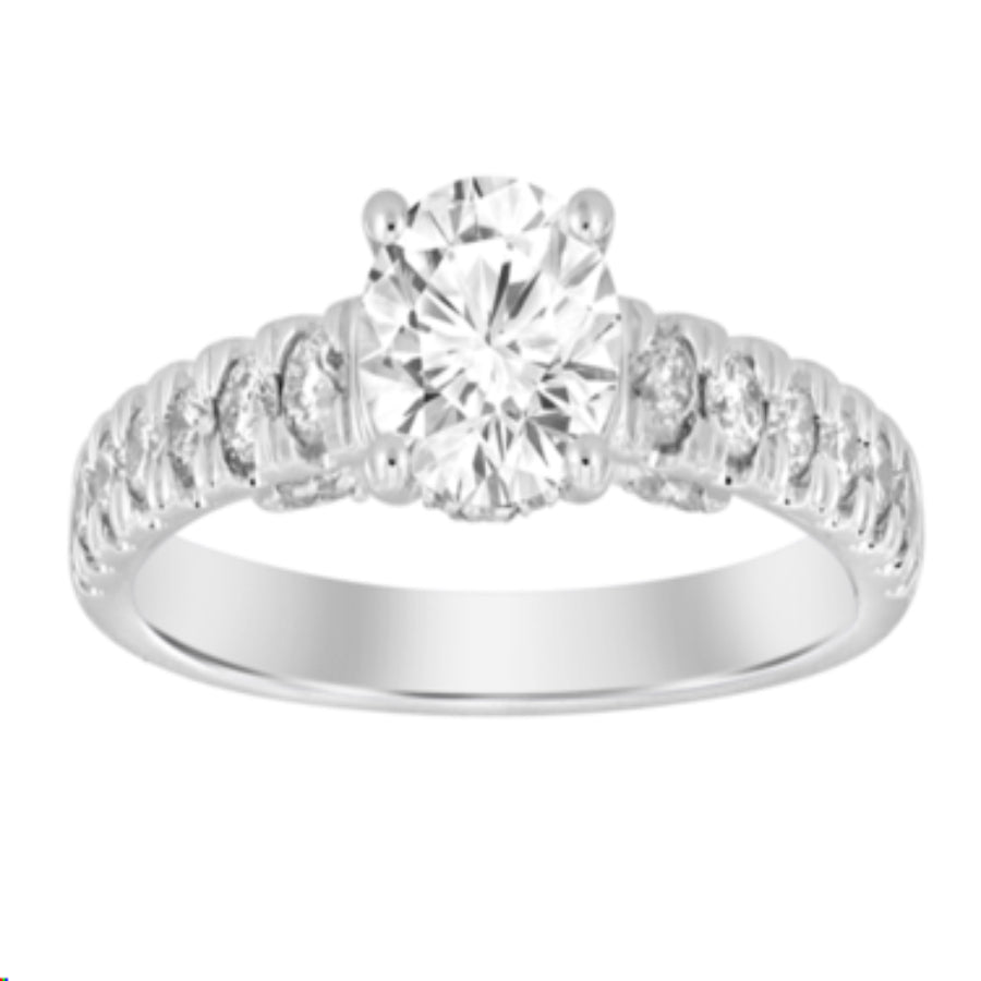 LADIES RING 1.50CT ROUND DIAMOND 14K WHITE GOLD (CENTER STONE 1.00CT ROUND DIAMOND)