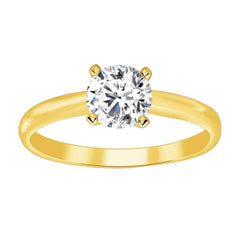 LADIES SOLITAIRE RING 1.00CT ROUND DIAMOND 14K YELLOW GOLD