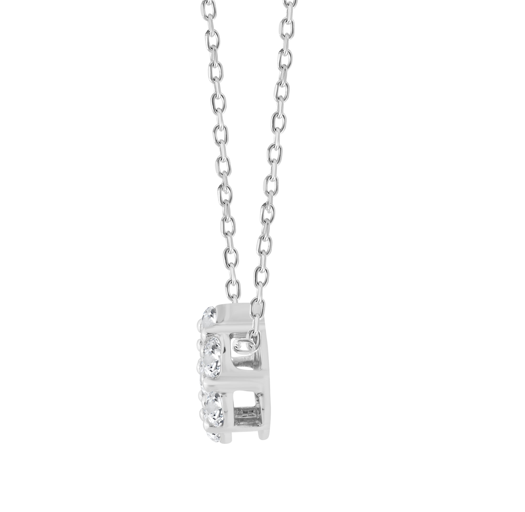 LADIES PENDANT WITH CHAIN 0.50CT ROUND DIAMOND 14K WHITE GOLD