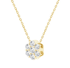 LADIES PENDANT WITH CHAIN 0.50CT ROUND DIAMOND 14K YELLOW GOLD