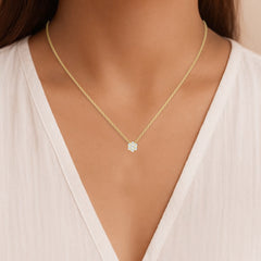 LADIES PENDANT WITH CHAIN 0.50CT ROUND DIAMOND 14K YELLOW GOLD