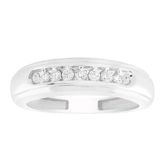 MEN'S BAND 0.15CT ROUND DIAMOND 14K WHITE GOLD (SI QUALITY)