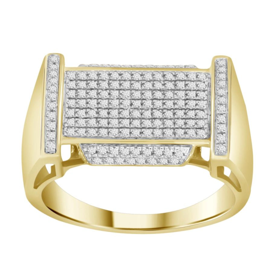 MEN'S RING 0.50CT ROUND DIAMOND 10K YELLOW GOLD