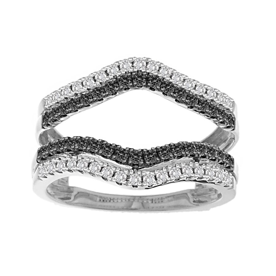 LADIES WRAP RING 0.50CT ROUND/BLACK DIAMOND 14K WHITE GOLD