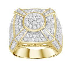 MEN'S RING 2.00CT ROUND DIAMOND 10K YELLOW GOLD