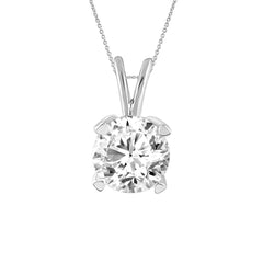 LADIES SOLITAIRE PENDANT WITH CHAIN 0.75CT ROUND DIAMOND 14K WHITE GOLD