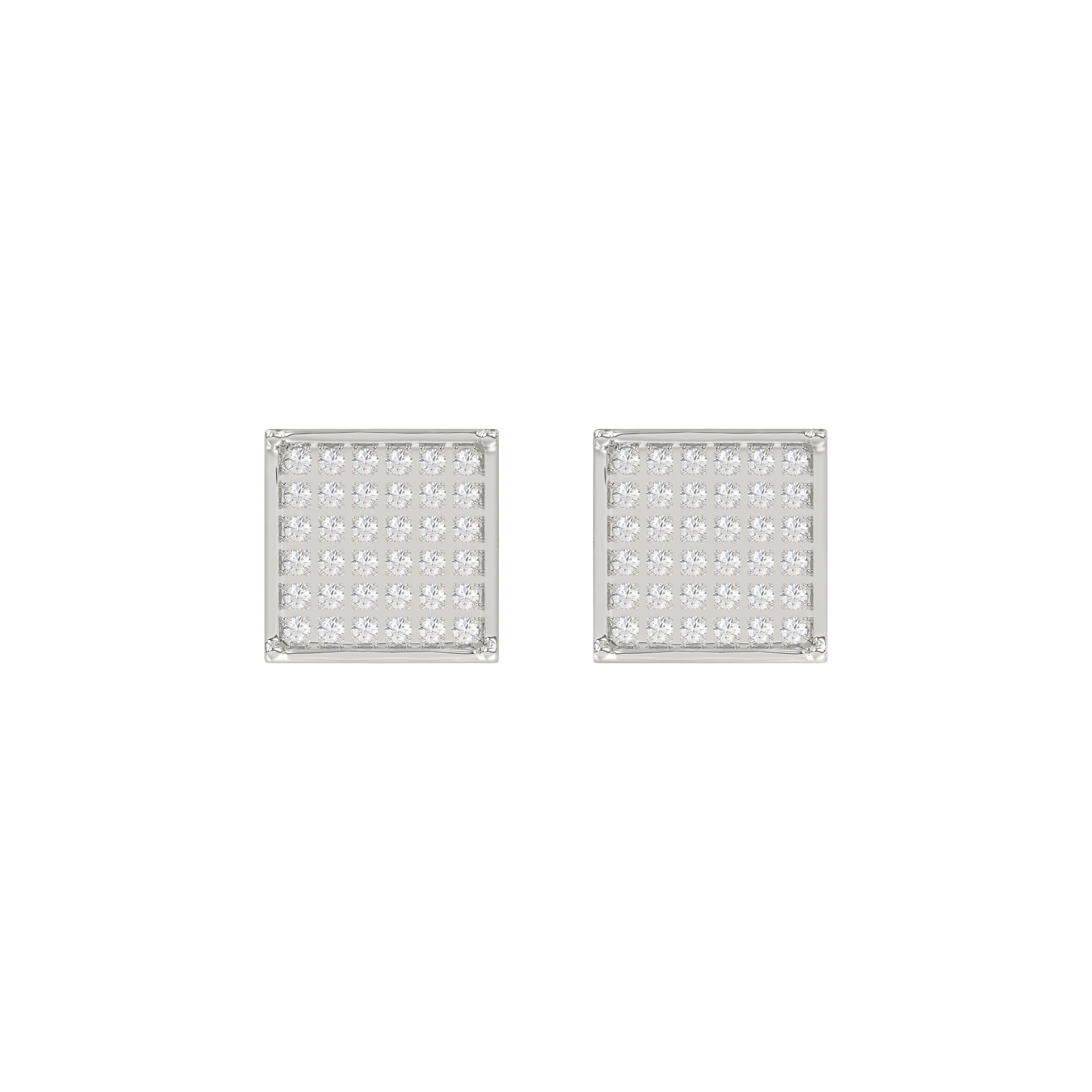 Sterling Silver White 0.25CT Round Diamond Yuva Square Cluster Earrings Women’S Fine Jewelry