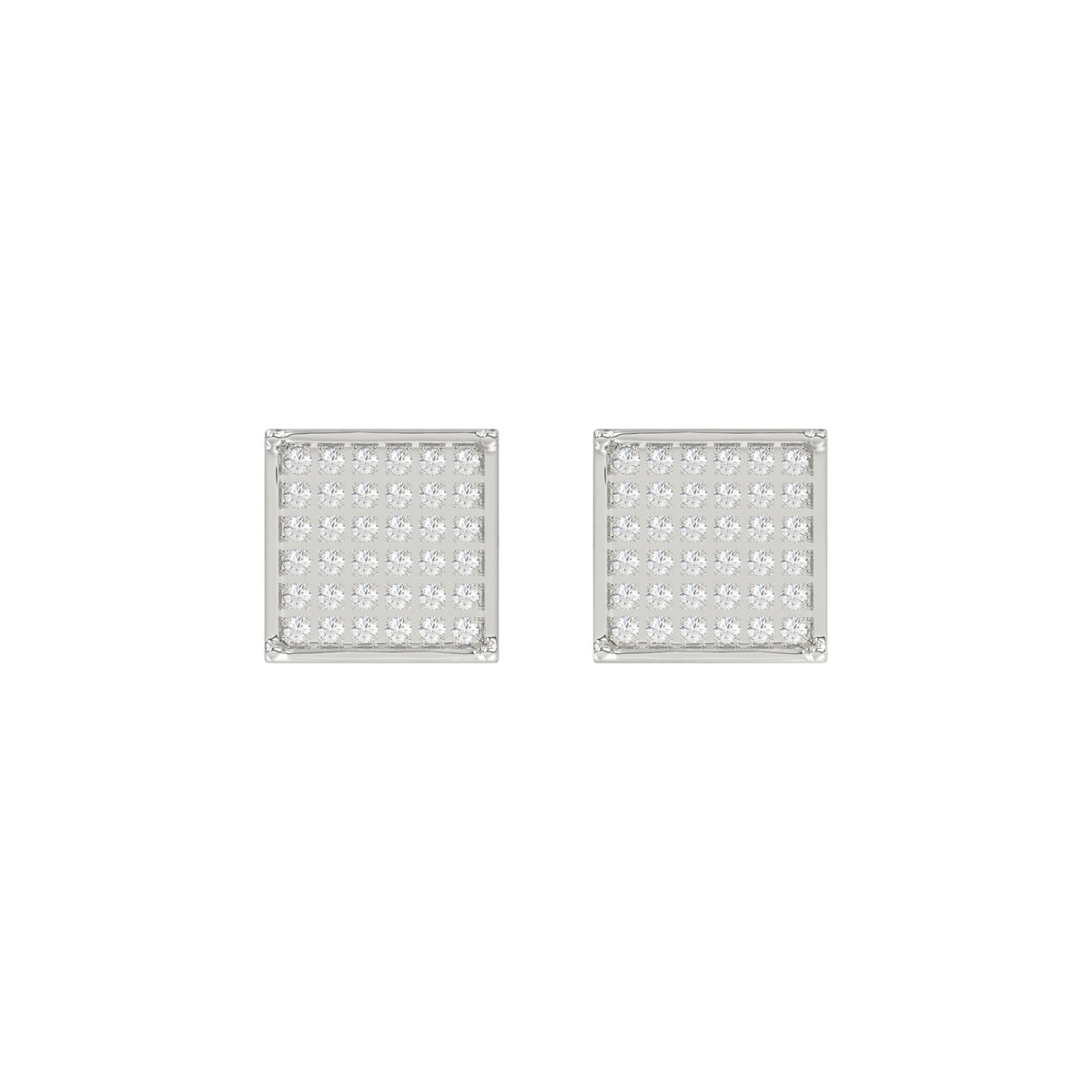 Sterling Silver White 0.25CT Round Diamond Yuva Square Cluster Earrings Women’S Fine Jewelry