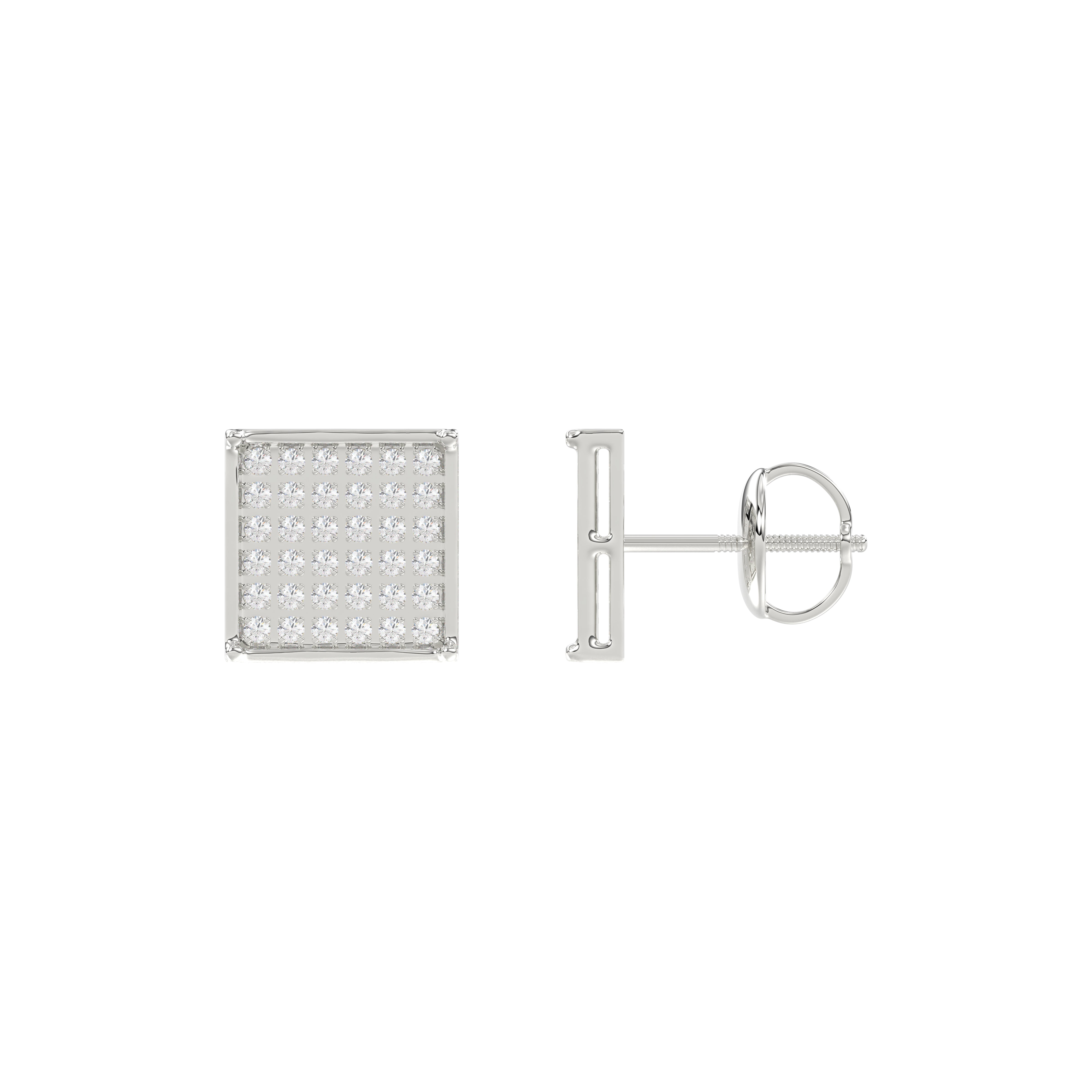 Sterling Silver White 0.25CT Round Diamond Yuva Square Cluster Earrings Women’S Fine Jewelry