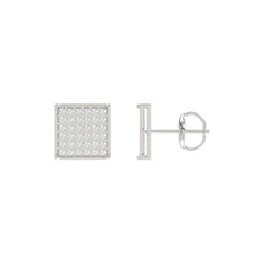 Sterling Silver White 0.25CT Round Diamond Yuva Square Cluster Earrings Women’S Fine Jewelry