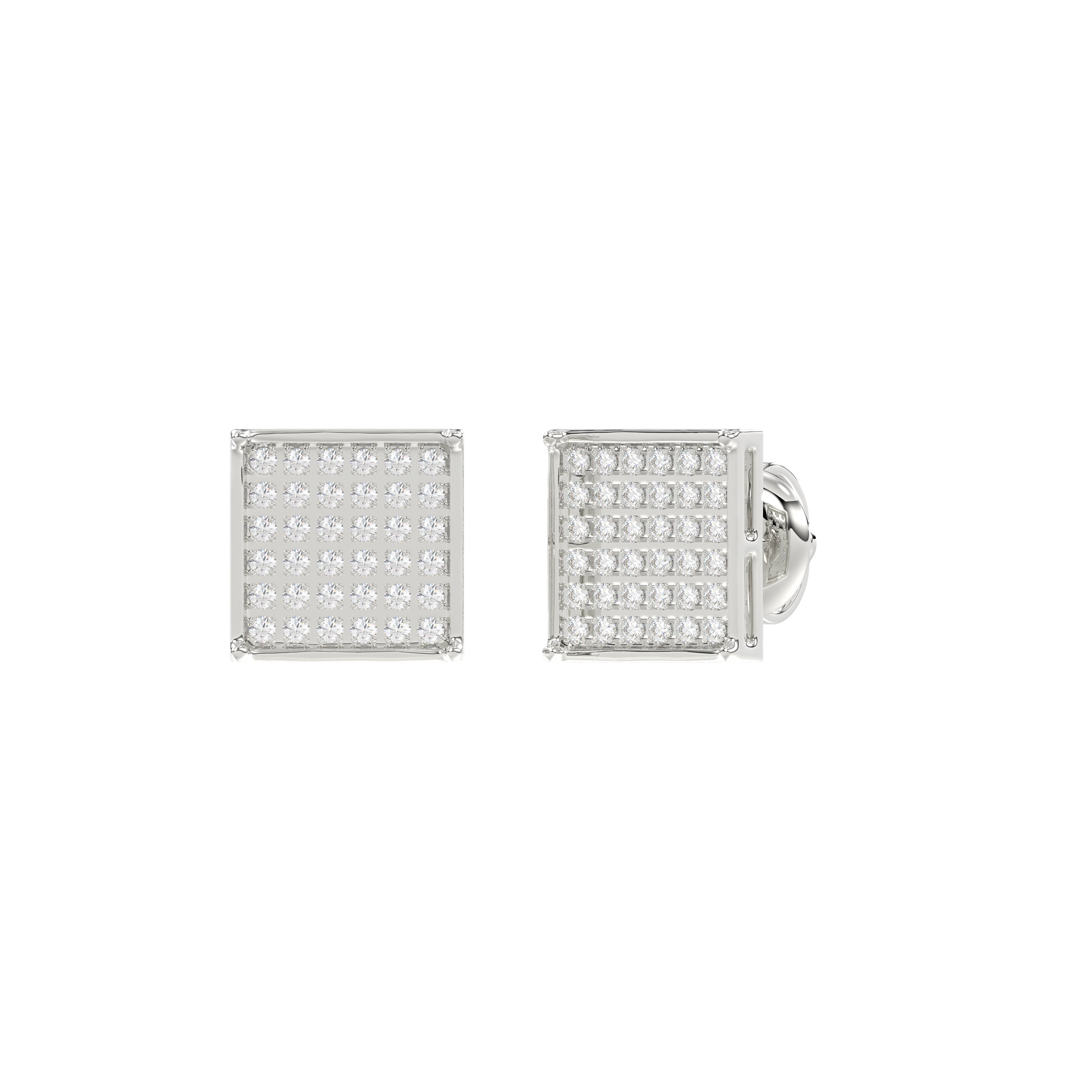 Sterling Silver White 0.25CT Round Diamond Yuva Square Cluster Earrings Women’S Fine Jewelry