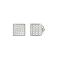 Sterling Silver White 0.25CT Round Diamond Yuva Square Cluster Earrings Women’S Fine Jewelry