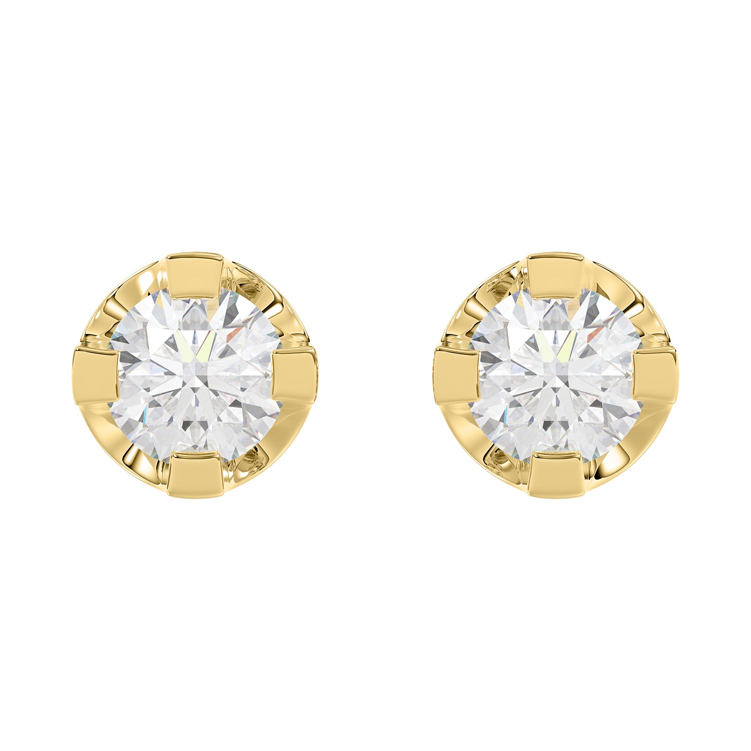 Elegant 14K Yellow Gold Diamond Solitaire Earrings 0.15CT Round Diamond Jewelry For Women