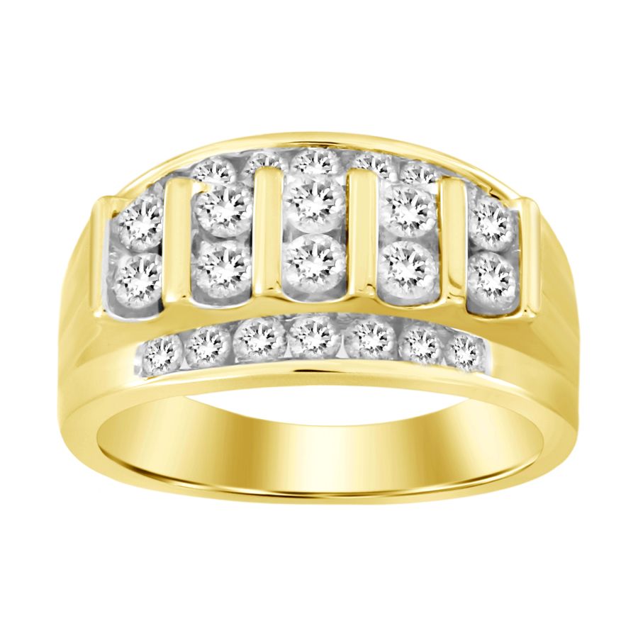 MEN'S BAND 1.50CT ROUND DIAMOND 10K YELLOW GOLD