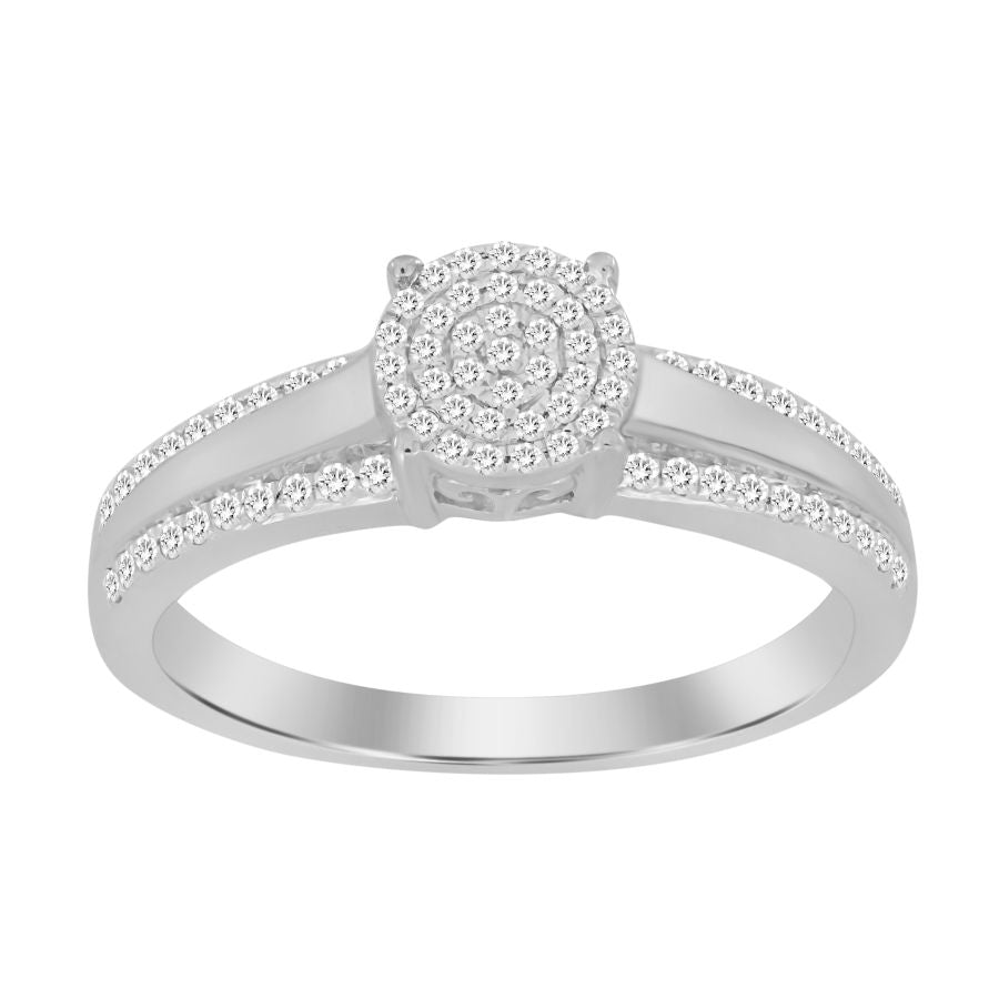 LADIES RING 0.20CT ROUND DIAMOND 10K WHITE GOLD