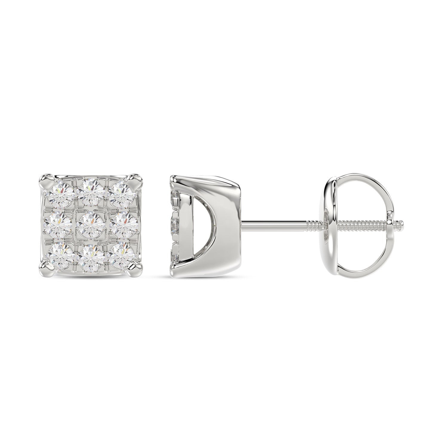 LADIES EARRING 0.25CT ROUND DIAMOND 10K WHITE GOLD