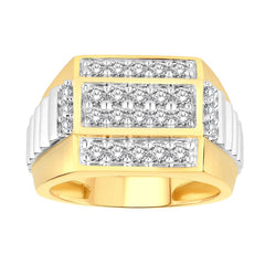 MEN'S RING 1.00CT ROUND DIAMOND 10K WHITE/YELLOW GOLD