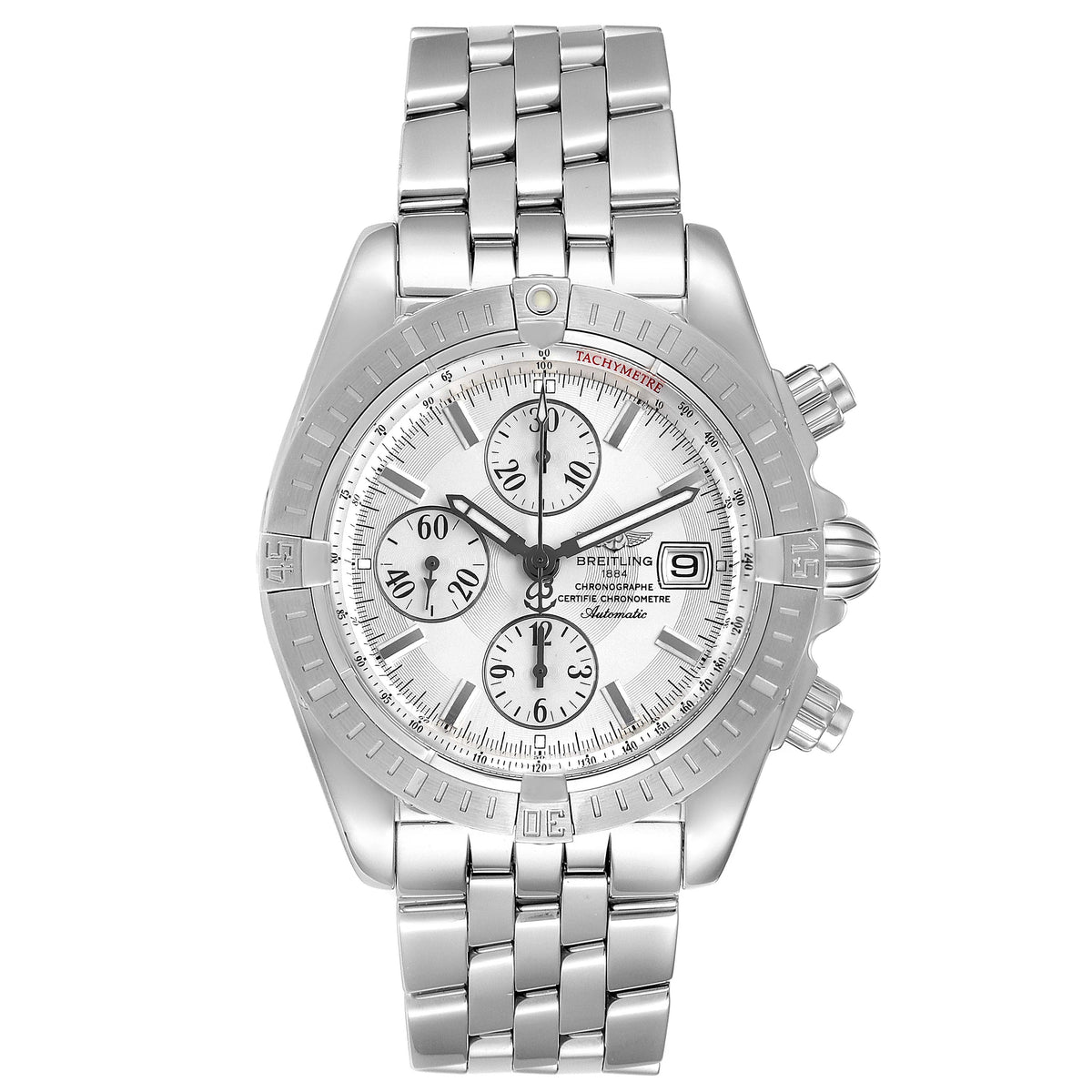 Breitling Chronomat Evolution 44mm Silver Dial Stainless Steel Watch A13356