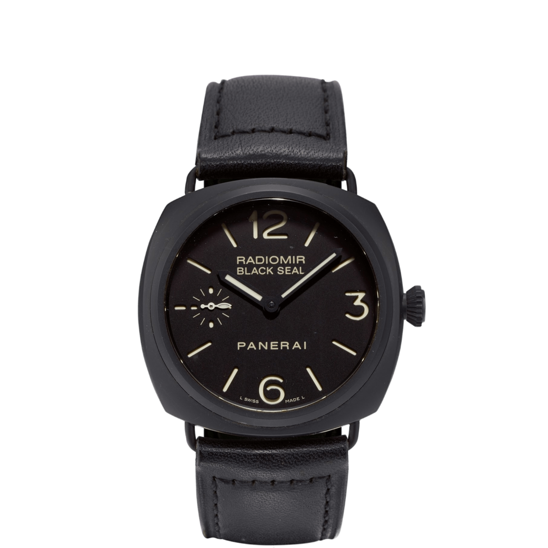 Panerai Radiomir Black Seal Black Dial Black Leather Band Ceramic & Stainless Steel Watch PAM00292