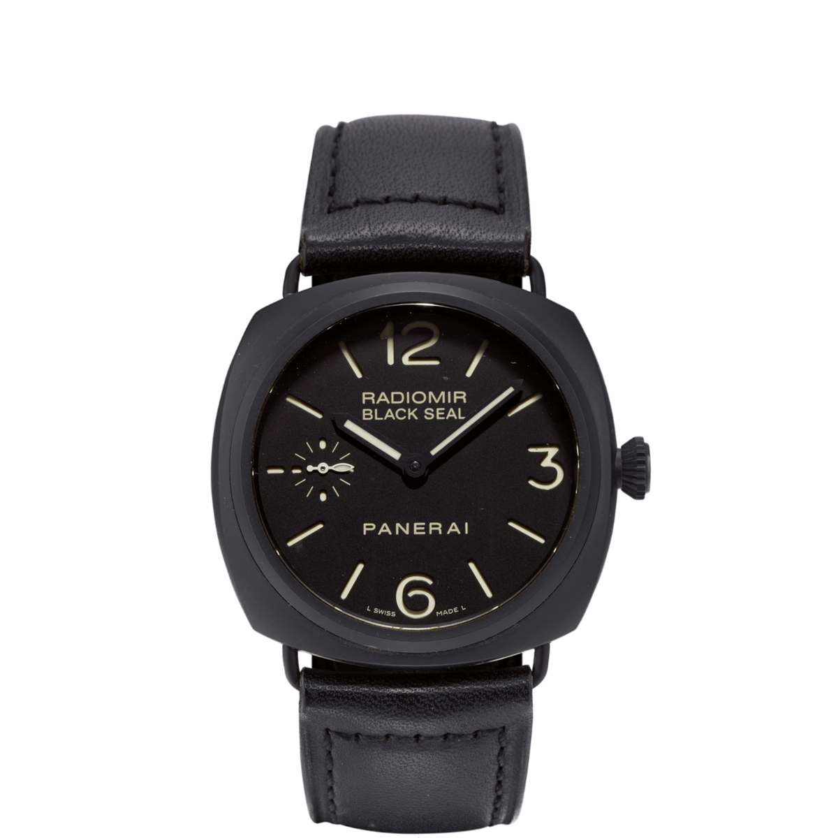 Panerai Radiomir Black Seal Black Dial Black Leather Band Ceramic & Stainless Steel Watch PAM00292