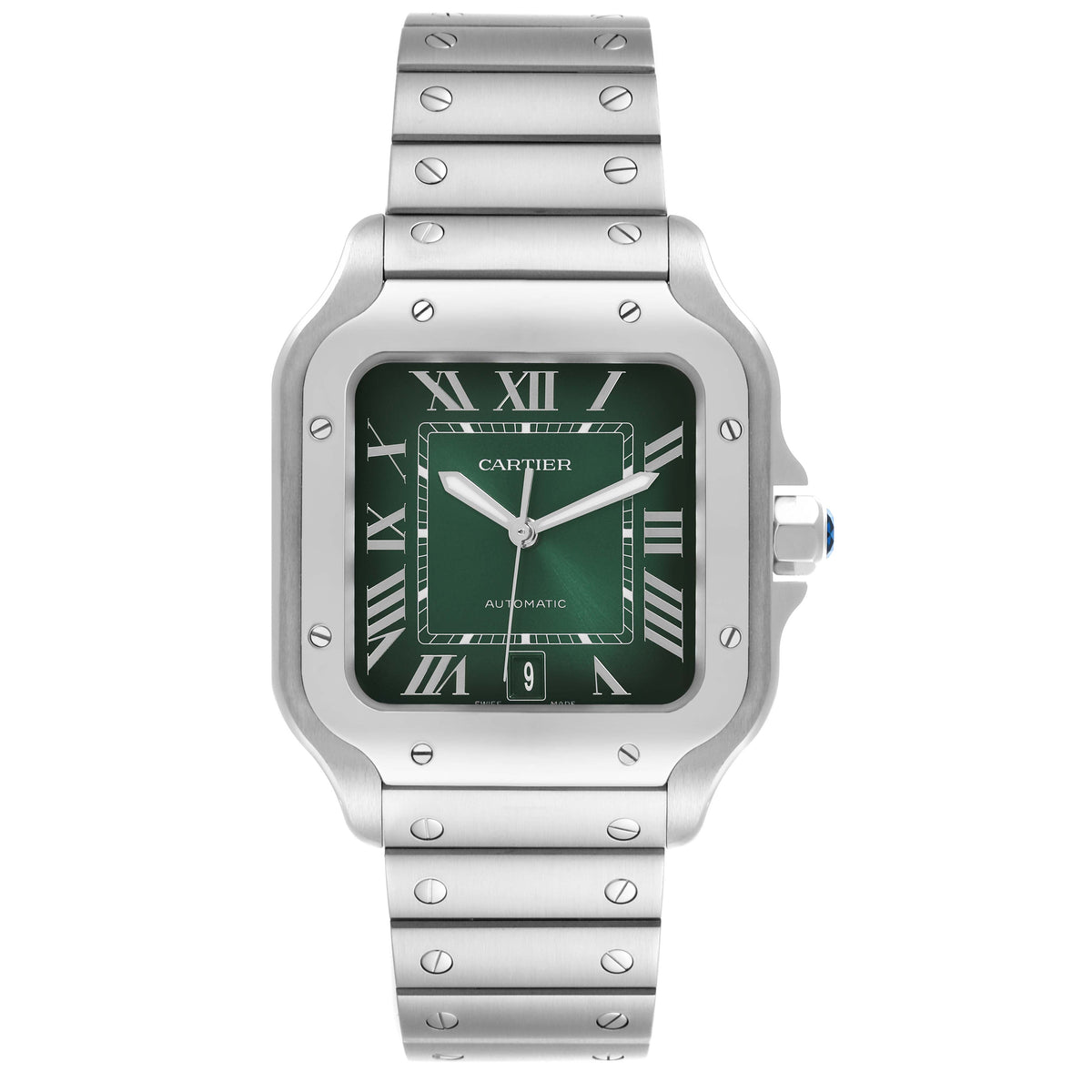 Cartier Santos 40mm Green Dial Stainless Steel Green Watch WSSA0062