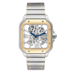 Cartier Santos 40mm Skeleton Dial YG Bezel 2-Tone 18K Yellow Gold & Stainless Steel Watch 4109