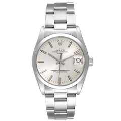Rolex Oyster Perpetual Date 34mm Silver Dial SS Smooth Bezel Oyster Band Stainless Steel Watch 15000