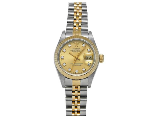 Rolex Datejust 26mm 2-Tone 18k Yellow Gold & Stainless Steel Champagne Diamond Dial Jubilee Band Watch 69173